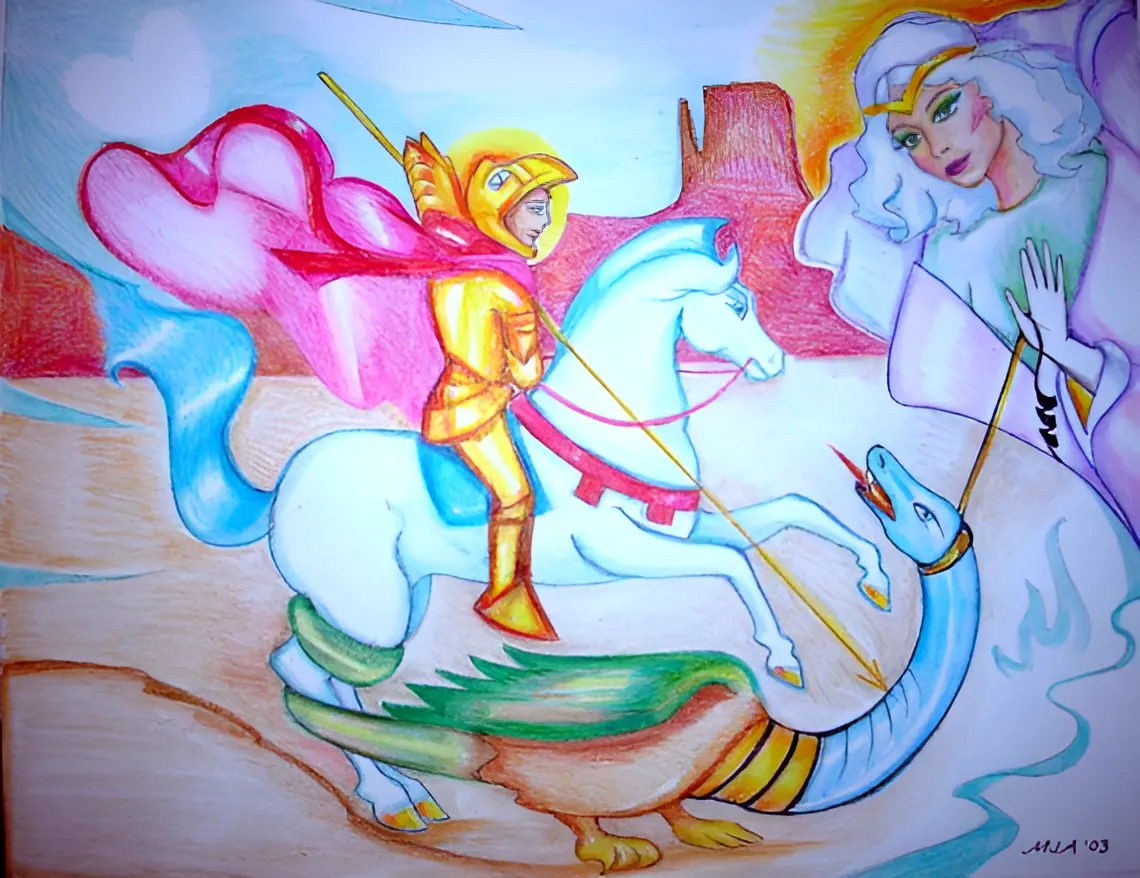 Artwork from Mary Jill Alice Roe Bennett used to introduce the Crista of Constantine page