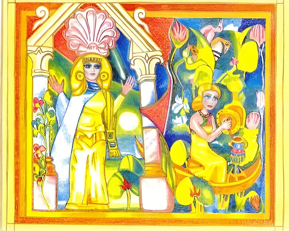 Artwork from Mary Jill Alice Roe Bennett used to introduce the Plumed Conch page